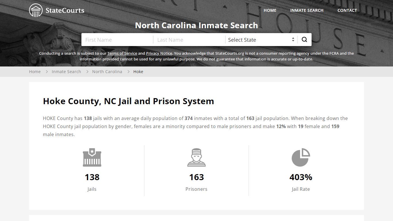 Hoke County, NC Inmate Search - StateCourts