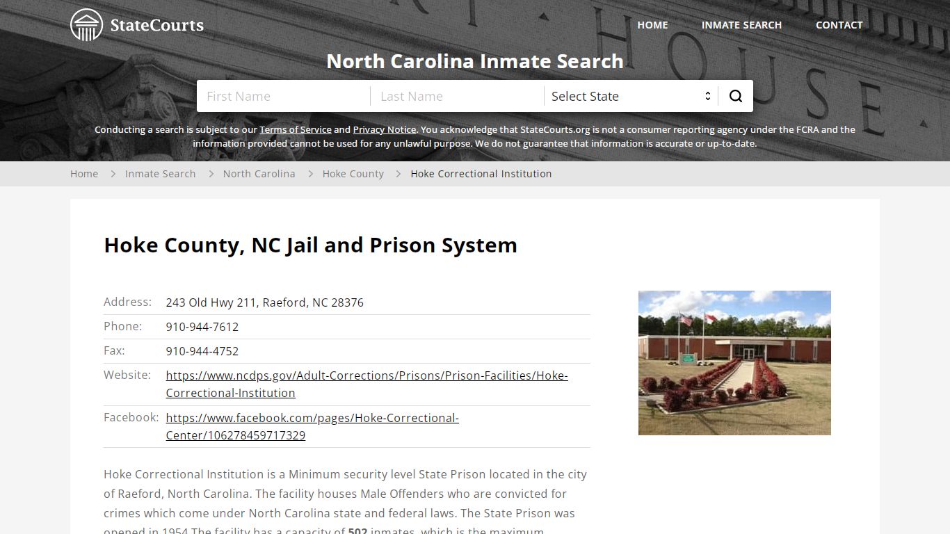 Hoke Correctional Institution Inmate Records Search, North ...