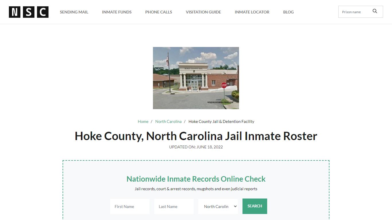 Hoke County, North Carolina Jail Inmate List