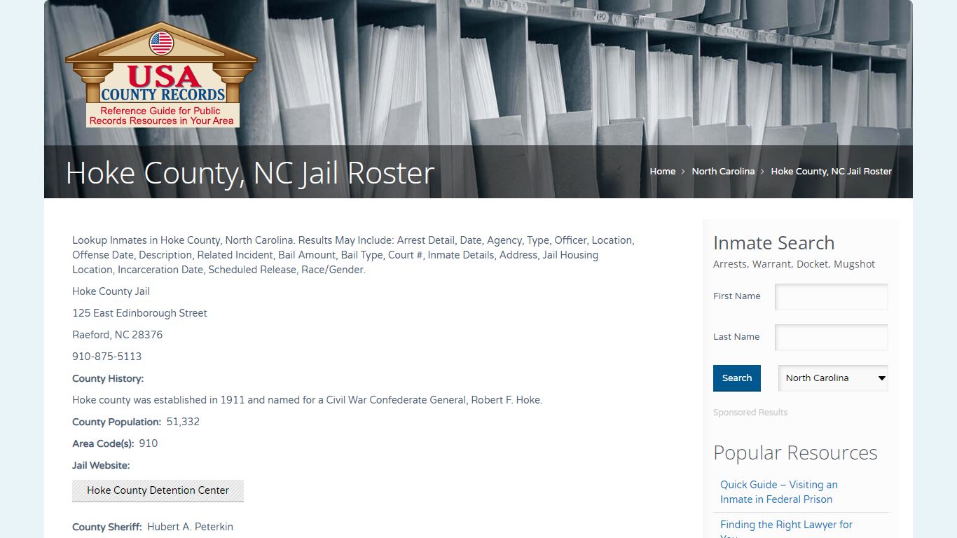 Hoke County, NC Jail Roster | Name Search